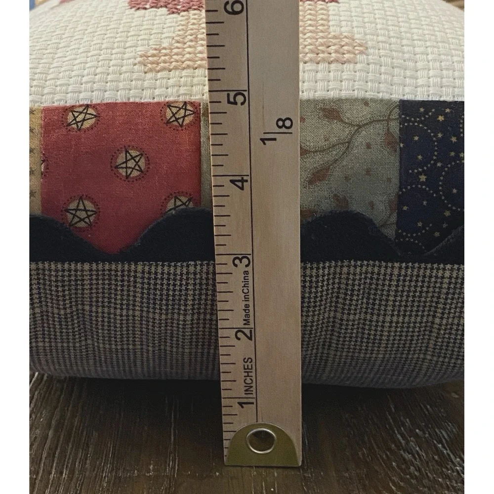 VTG Cross Stitch Pillow 1994 Folk Art Doll Country Primitive 14